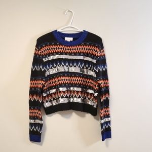 TOPSHOP Sequin Stripe Aztec Fair Isle Sweater 8